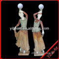 Life Size Girls Stone Lamp Statue Carving YL-R424